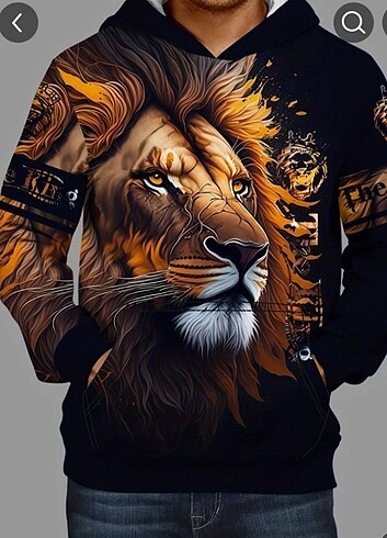 3d baskılı kapşonlu kanguru cepli erkek Sweatshirt XXL beden