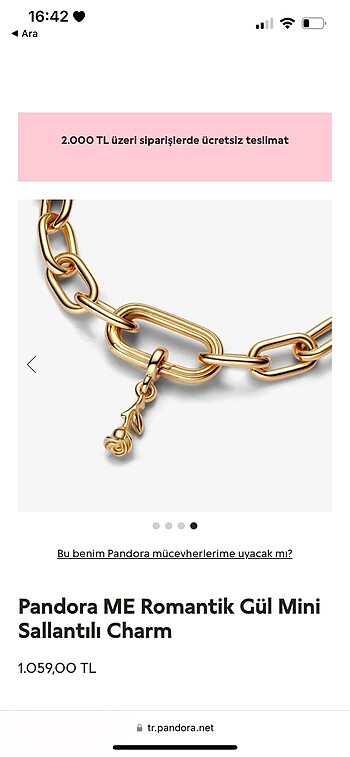 Pandora Pandora gül charm
