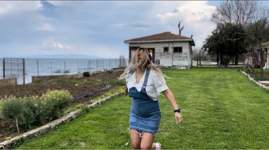 Kısa Kot Elbise Salopet