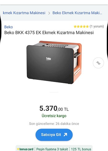 Beko BKK 4375 EK Turuncu Ekmek Kızartma Makinesi