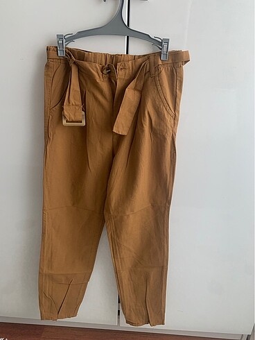 10 Yaş Beden kahverengi Renk LCW BELİ LASTİKLİ KEMER DETAYLI PANTALON
