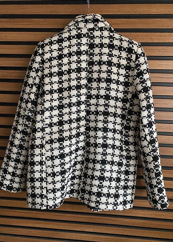 44 Beden Düğmeli Ekose Desenli Blazer kaban