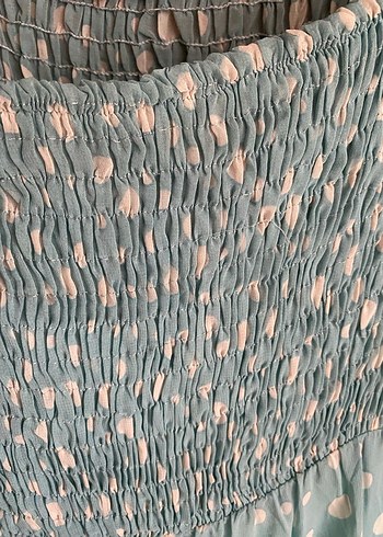 Turkuaz Puantiyeli Mini Bohem Elbise - Görsel 5