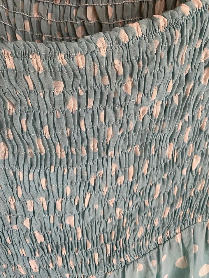 Turkuaz Puantiyeli Mini Bohem Elbise - Görsel 5