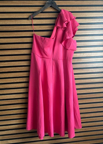 Fuşya Tek omuz elbise - Görsel 7