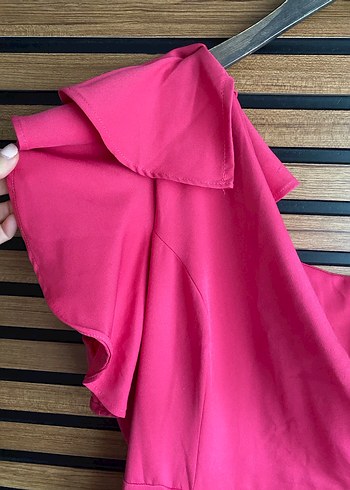 Fuşya Tek omuz elbise - Görsel 2