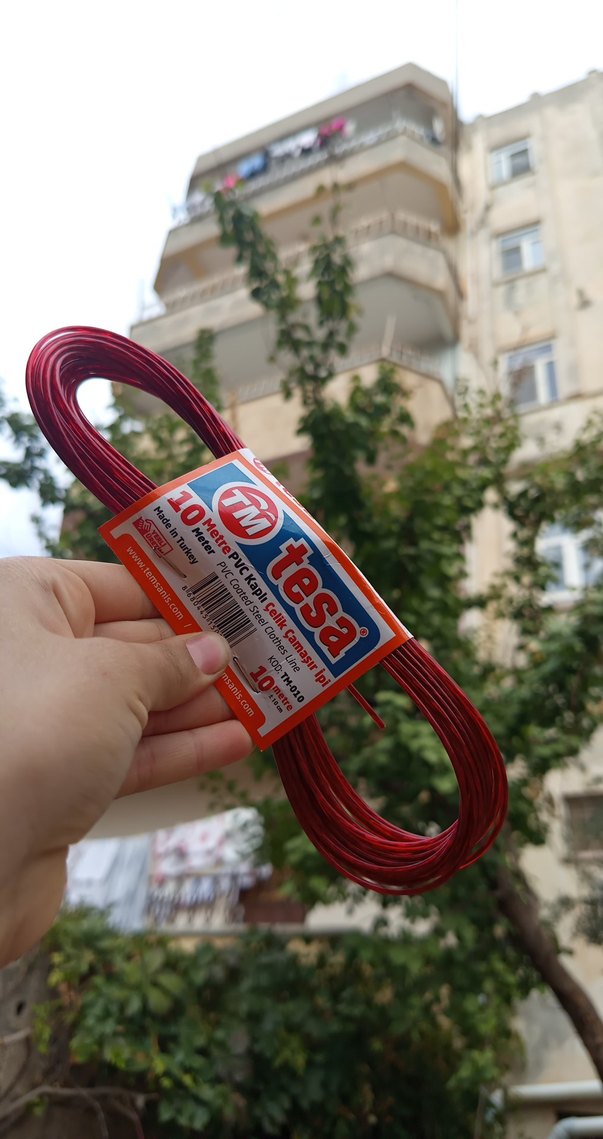 10 Metre Kırmızı PVC Kaplı Çamaşır İpi - Görsel 2