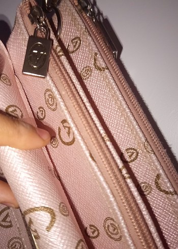 Fermuarlı Pembe Deri Kadın Çanta - Görsel 6