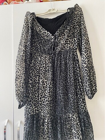 leopar şifon elbise