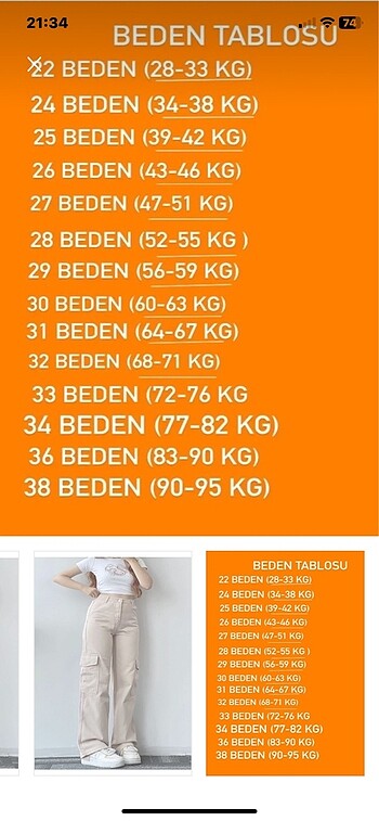 30 Beden Kargo cep palazzo
