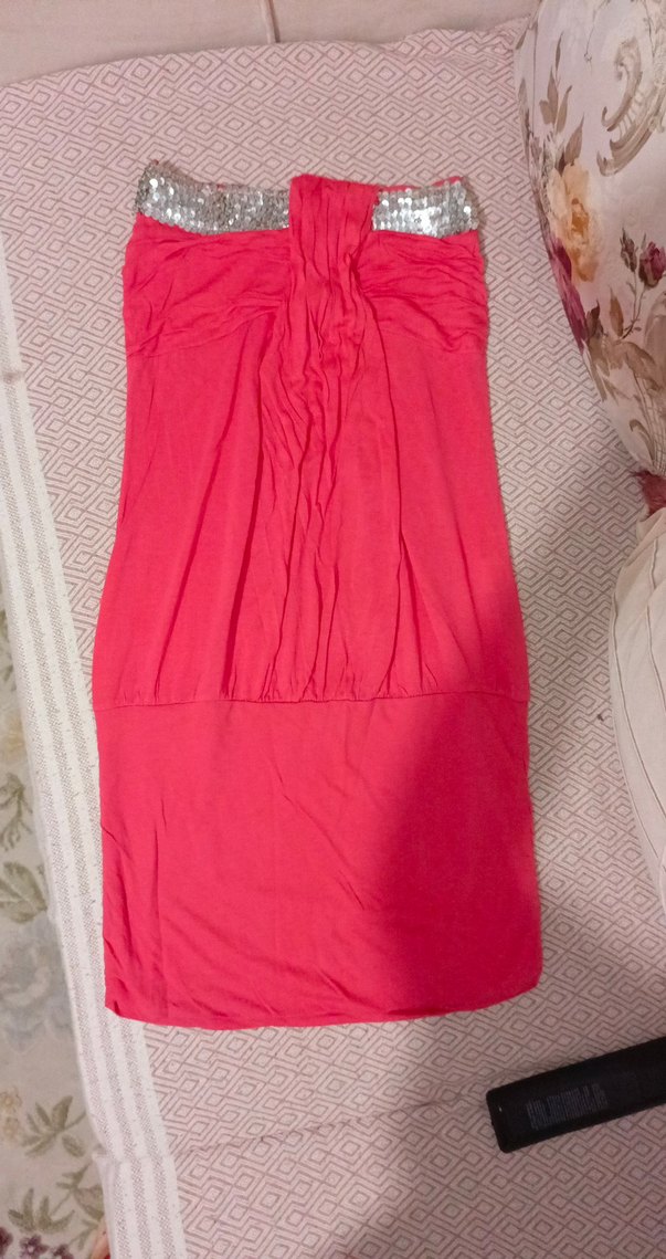 Pullu Straplez Pembe Uzun Drapeli tunik - Görsel 2