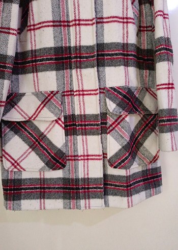 Düğmeli Ekose Midi Kadın Kaban - Görsel 2