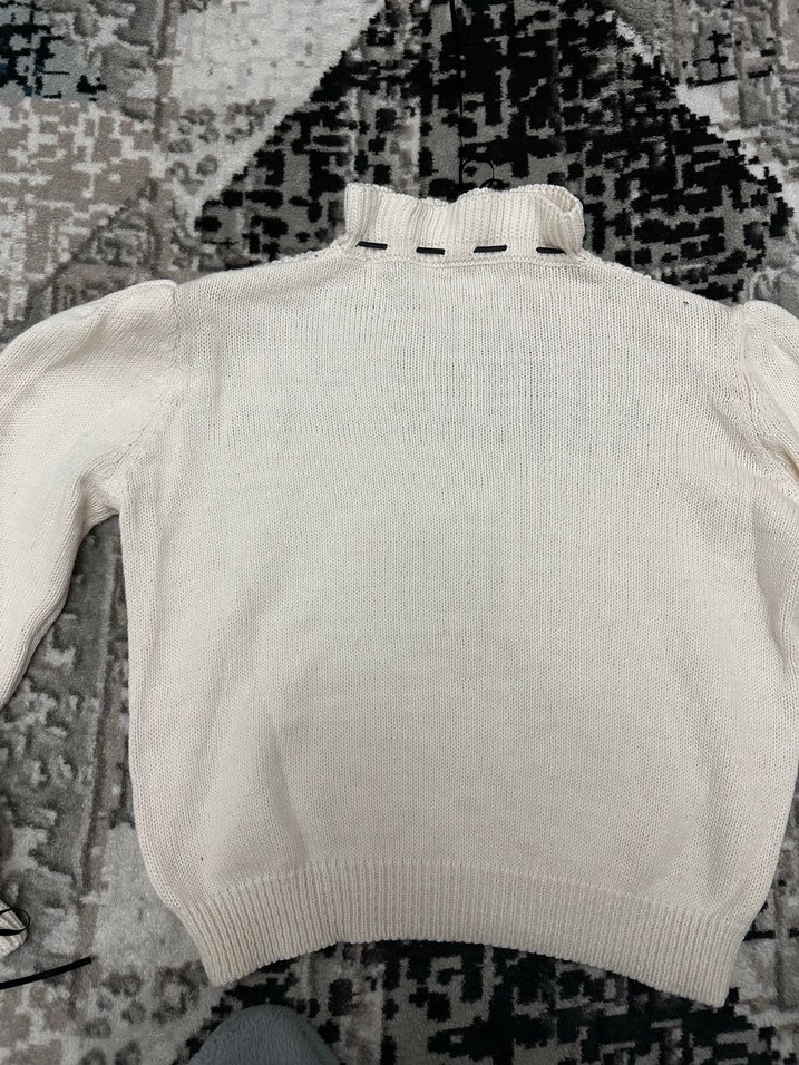 Kadın Beyaz Örgü Yüksek Yakalı Kazak - Görsel 5