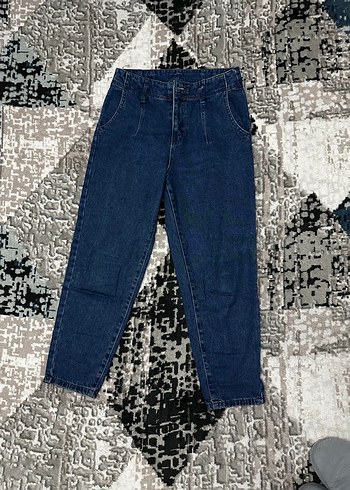 Kadın Lacivert Bol Kesim Midi Kot Pantolon - Görsel 2