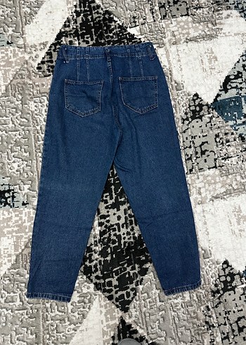 Kadın Lacivert Bol Kesim Midi Kot Pantolon - Görsel 4