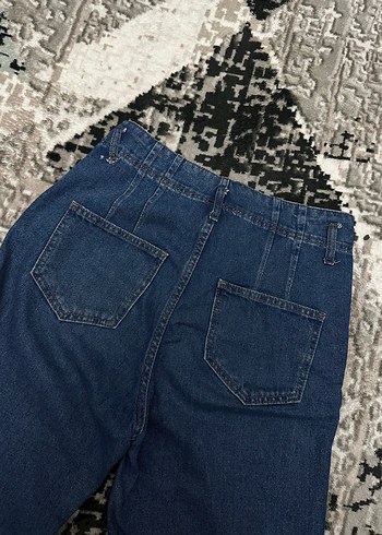 Kadın Lacivert Bol Kesim Midi Kot Pantolon - Görsel 5