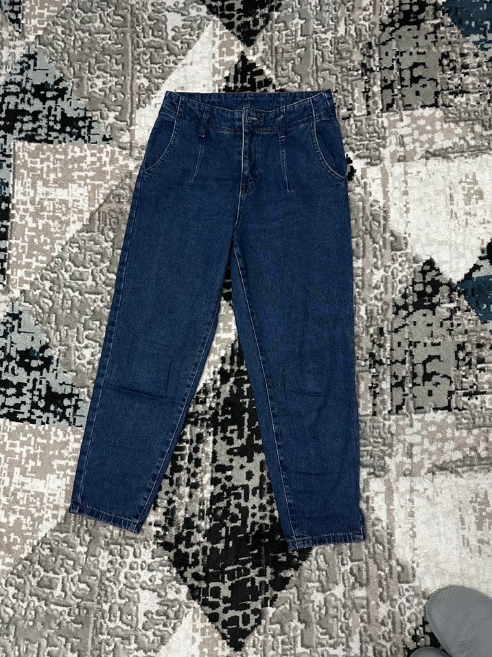 Kadın Lacivert Bol Kesim Midi Kot Pantolon - Görsel 2