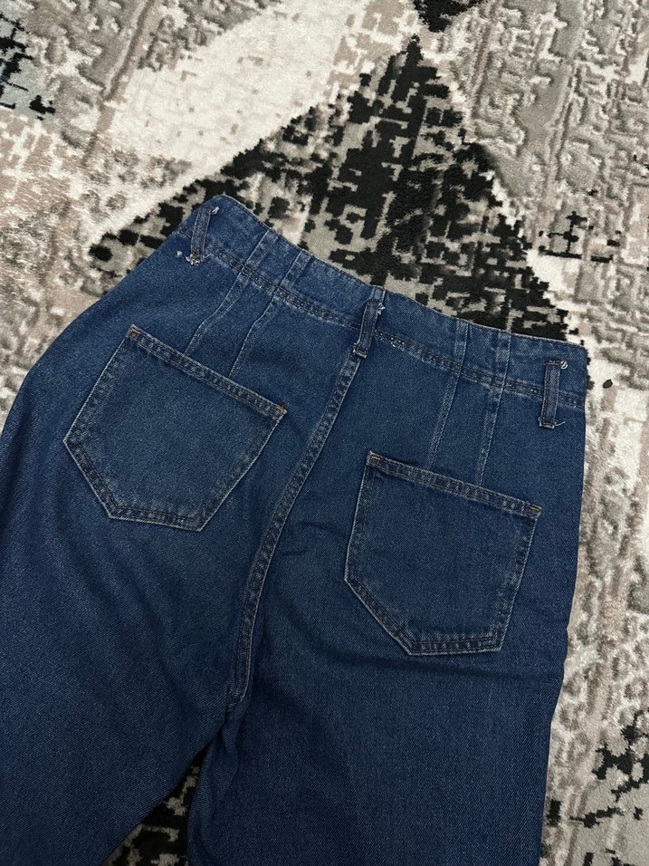 Kadın Lacivert Bol Kesim Midi Kot Pantolon - Görsel 5