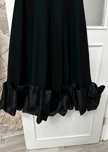 Siyah V Yaka Uzun Kadın Elbise - Görsel 5
