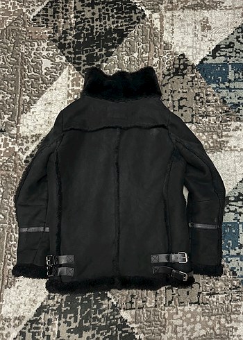 Siyah Kürklü Biker Kadın Kışlık Ceket - Görsel 8