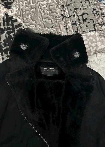 Siyah Kürklü Biker Kadın Kışlık Ceket - Görsel 5