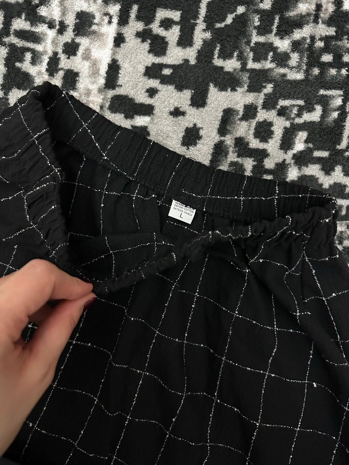 Siyah Ekose Pilili Midi Etek - Görsel 3