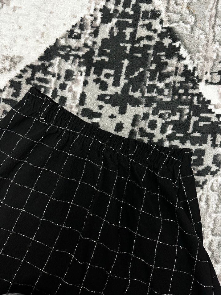 Siyah Ekose Pilili Midi Etek - Görsel 4