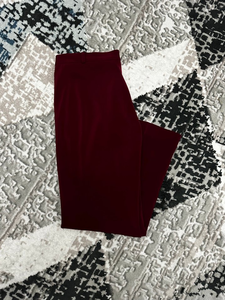 Bordo Kadın Midi Kumaş Pantolon - Görsel 3