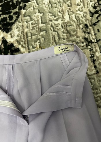 Mor Piliseli Midi Kumaş Pantolon - Görsel 3