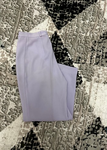 Mor Piliseli Midi Kumaş Pantolon - Görsel 4