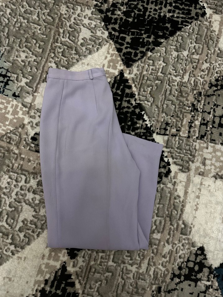 Mor Piliseli Midi Kumaş Pantolon - Görsel 2