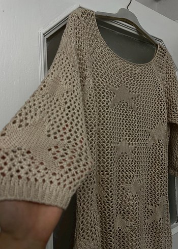 Bej Örgü Bohem Kadın Kazak - Görsel 3