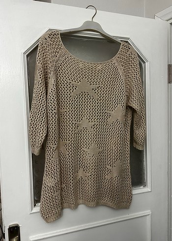 Bej Örgü Bohem Kadın Kazak - Görsel 2