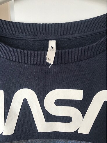 xxl Beden lacivert Renk Nasa baskılı sweatshirt