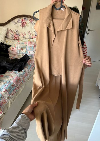 Camel Renkli Midi Boy Kadın Yelek yeni giyilmedi - Görsel 5