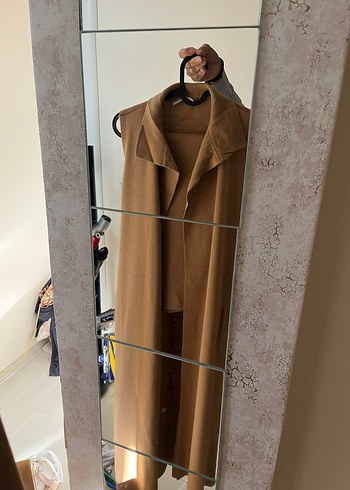 Camel Renkli Midi Boy Kadın Yelek yeni giyilmedi - Görsel 4