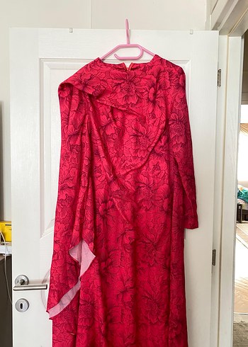 Pembe Drapeli Uzun Kadın Elbise trendyolmilla - Görsel 11