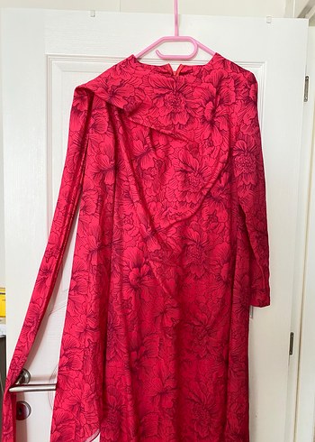 Pembe Drapeli Uzun Kadın Elbise trendyolmilla - Görsel 8