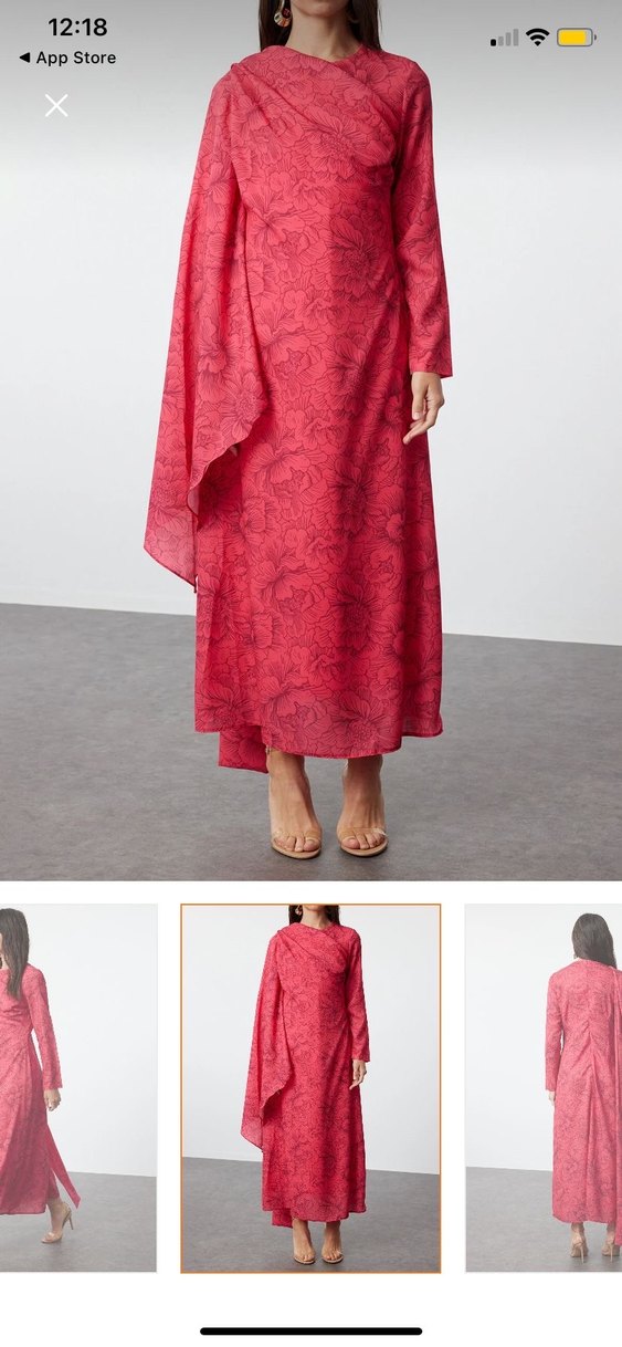 Pembe Drapeli Uzun Kadın Elbise trendyolmilla - Görsel 2