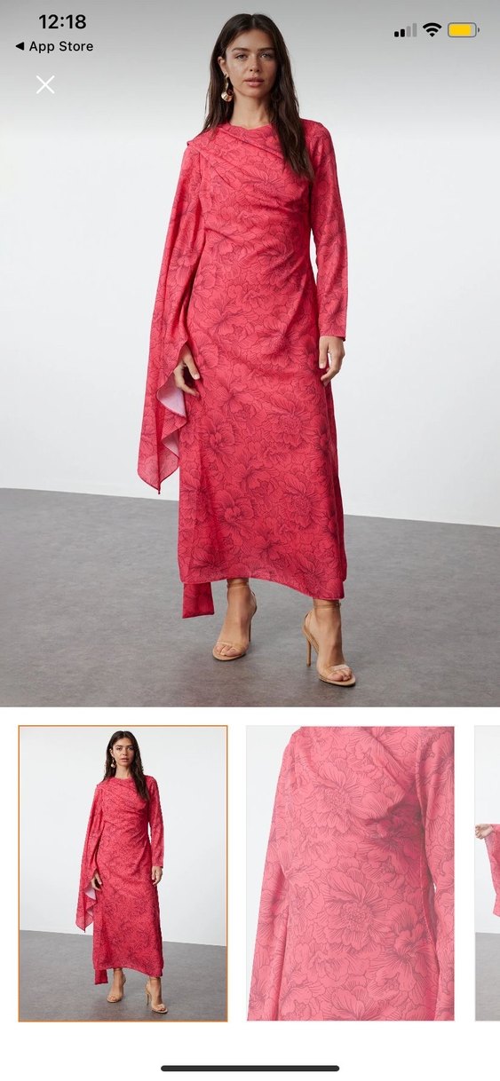 Pembe Drapeli Uzun Kadın Elbise trendyolmilla - Görsel 5