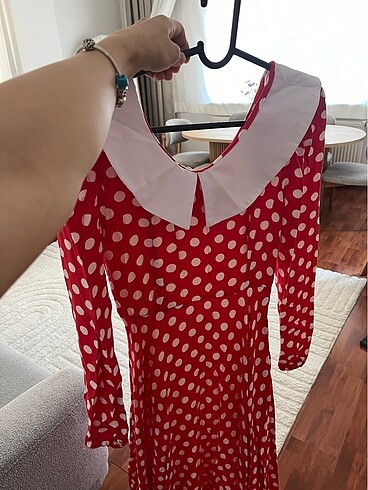Vintage Puantiyeli elbise - Görsel 5