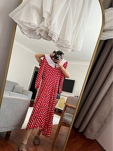 Vintage Puantiyeli elbise - Görsel 6