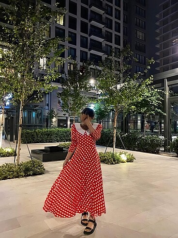 Vintage Puantiyeli elbise - Görsel 9