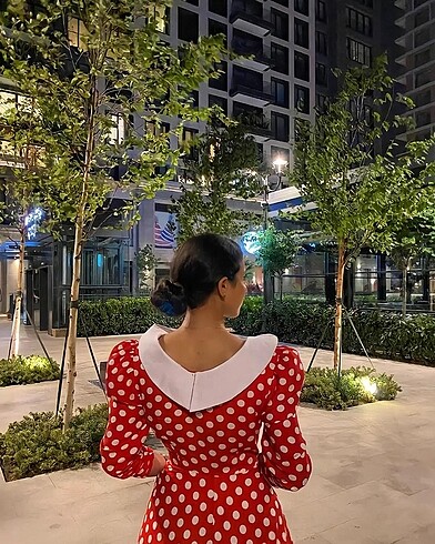 Vintage Puantiyeli elbise - Görsel 10