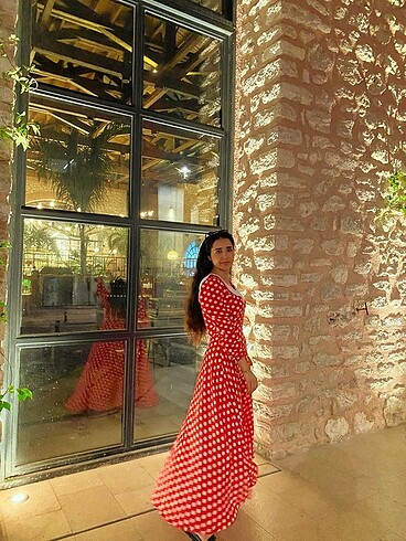 Vintage Puantiyeli elbise - Görsel 8