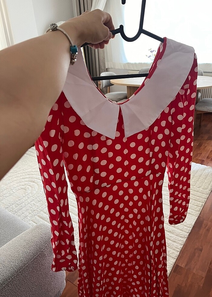 Vintage Puantiyeli elbise - Görsel 5