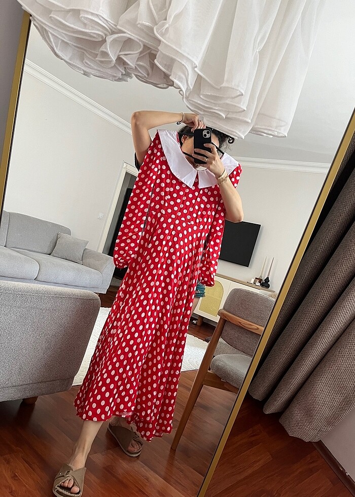 Vintage Puantiyeli elbise - Görsel 2