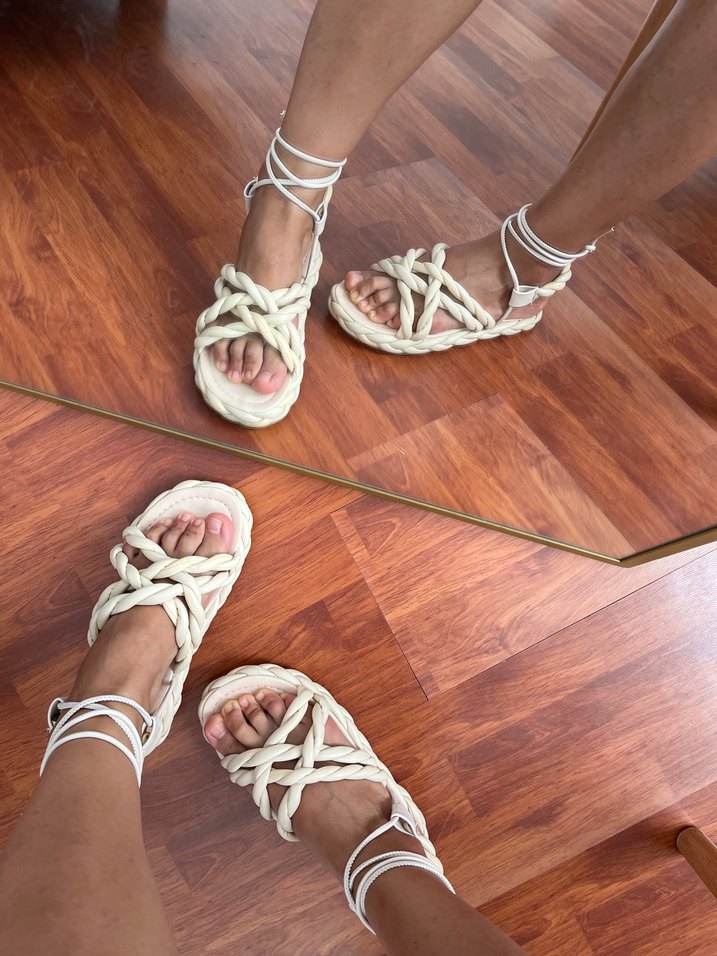 Bej Bağcıklı Kadın Sandalet yeni - Görsel 3