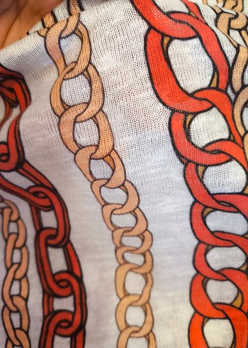 Trendyol L beden Zincir Desenli Bohem Kadın Triko Bluz - Görsel 6