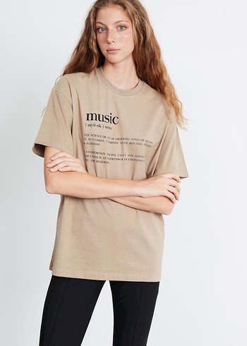 Grimelange Bej Baskılı Pamuk Tişört - Görsel 2